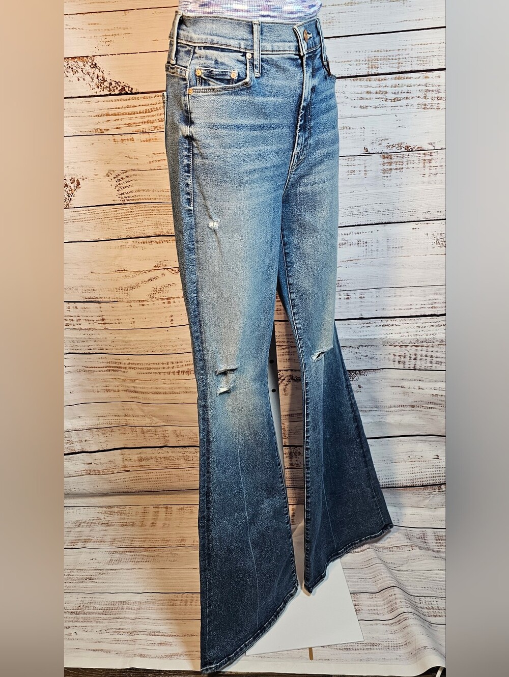 MOTHER The Super Cruiser High Rise Flare Jeans 27 Going In Circles Ombre - Picture 6 of 10